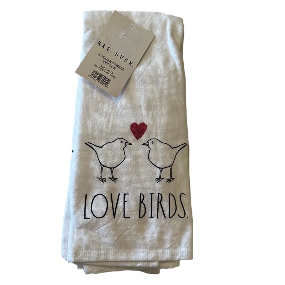 Rae Dunn Love Birds kitchen towels B10